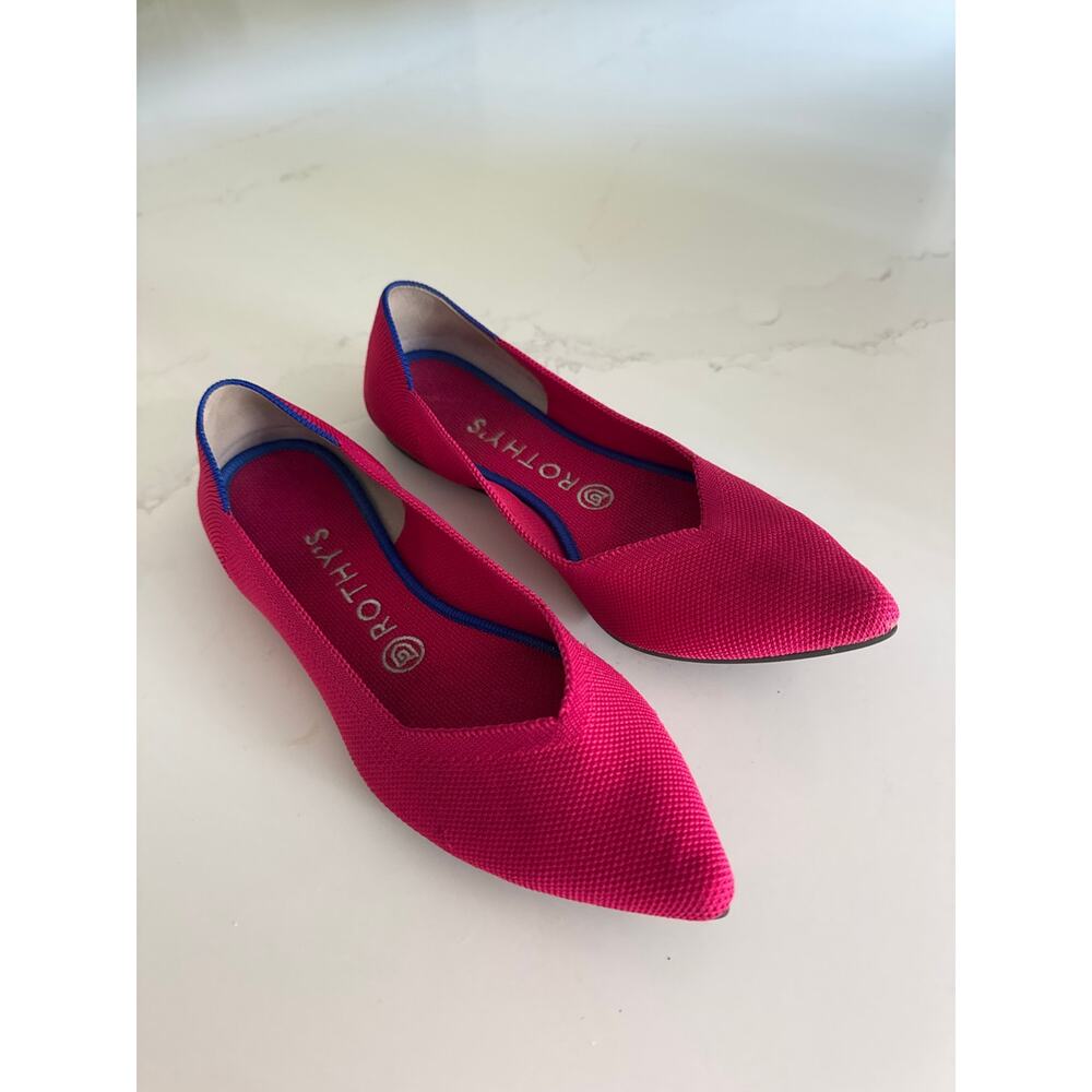 ROTHY'S The Point Ballet Flats in Retired Hot Pink Size 8.5 - Picture 4 of 7